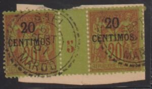 France Office in Morocco #4 Used F - VF Millesime pair 65 as singles Cat Value: $73/ 66.00