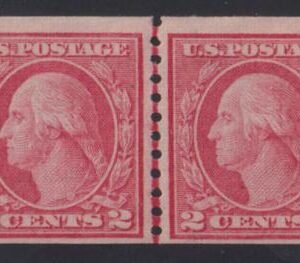 US Washington - Franklin #454 Hinged F Type II Line pair Cat Value: $400
