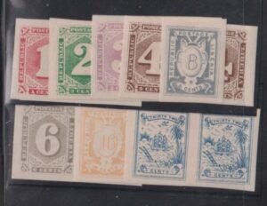 Liberia #24b-31a Mint Hinged XF Imperf Pairs (8c single) 4 1/2 mm 1892 spacing Cat Value: 108.25