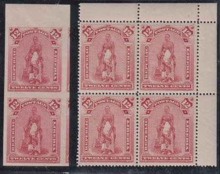 INV-32226itExt_a447dfed-3869-4ca3-af1b-4f33190afa79 Liberia #39 + 39var Mint Hinged XF UR Corner Imperf Block & matching perf block