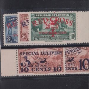 Liberia #B16-18, E1, F35 Mint NH VF All with plane & Airmail Overprint