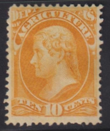 INV-32317itExt_8fd8eb79-081c-496a-8348-06513e427959 US Officials #O6 Hinged Mint F - VF Slightly Disturbed OG - Rich color Fresh Cat Value: $450