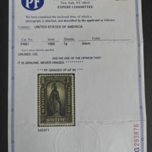 US Newspaper Stamps #PR81 NH Mint VF - XF PF Graded 85 Cert - Scarce so nice! Unpriced as NH est Cat Value: $280