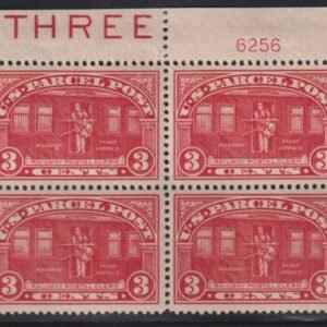 US Parcel Post #Q3 LH Mint XF - SUP Plate# Imprint block of 4 Cat Value: $90 as VF