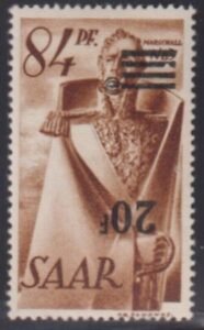 Saar #186 Hinged Mint VF Inverted Overprint signed DrDub 237II K Cat Value: $110 E100