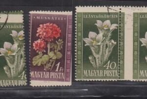Hungary #907, 909 var. Used  major misperf error - 4 stamps
