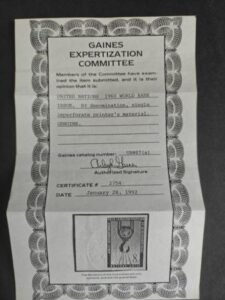 U.N. #Gaines 87c NH Mint XF Left Margin Imperf Single, Gaines Cert Cat Value: $200
