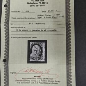 US Classics #23 Used AVE Clearly recut at bottom, Weisz Cert Cat Value: $1200