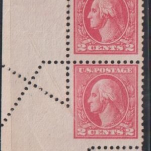 US Washington - Franklin #527var NH VF LL Vertical pair with pre perforating fold-over causing crazy perf