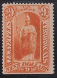 US Newspaper Stamps #PR74 Hinged Mint F - VF Se at bottom, ,otherwise sound Hinge remnant, rich color Cat Value: $800
