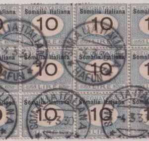Italian Somalia #J41 Used  Nice block of 12 Cat Value: $780