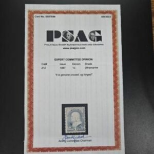 US Bank Notes #212 Mint LH  F + PSAG Cert Cat Value: $90