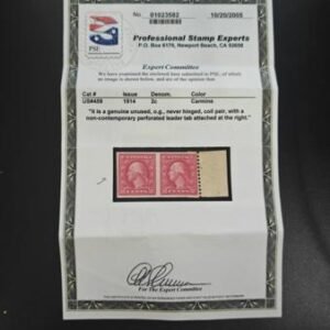 US Washington - Franklin #459 Mint NH  VF - XF PF Cert for pair Cat Value: $425 as 85