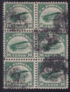 US Airmails #C2 Used  F - VF Used block of 6 Cat Value: $210 as singles