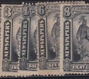 US Newspaper Stamps #PR9-13 Mint  AVE - F No gum PR10 straight edge PR13 crease Cat Value: $700