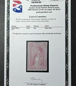 US Newspaper Stamps #PR41 Mint  F - VF No Gum as issued - Slight thin at top PSE Cert Cat Value: $2250