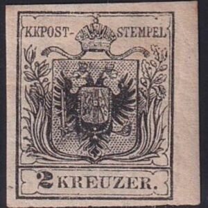 Austria #2c Type III Mint Hinged  VF - XF Machine paper - Deep Black Color APS Cert - Very Fresh Cat Value: $1750