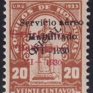 Honduras #CO2 variety Mint LH  VF Error - Double Overprint, one in red