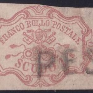 Italian Area - Roman States  #11 Used  Small Thin "PES" in straight line Cat Value: $3250
