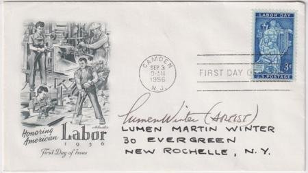 INV-33120itExt US 1082 FDC Signed by mural artist, L. M. Winter