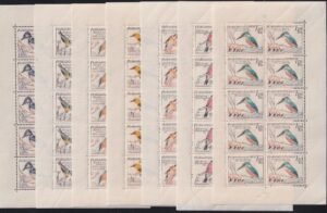 Czechoslovakia 1959 #942-948 NH Miniature Sheets of 10, Birds