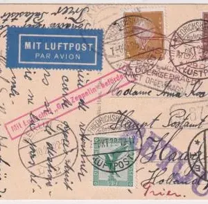Germany 1929 Netherlands Flight and Silesia Flight Combo Card