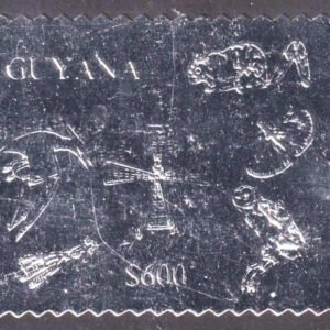 Guyana 1993 $ 600 Silver Foil Oversized Stamp Picturing Insect, Owl, Birds, Windmill