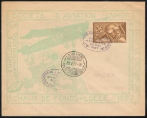 Switzerland 1927  Chaux-De-Fonds -Lausanne 1st Flight from Aviation Society