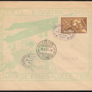 Switzerland 1927  Chaux-De-Fonds -Lausanne 1st Flight from Aviation Society