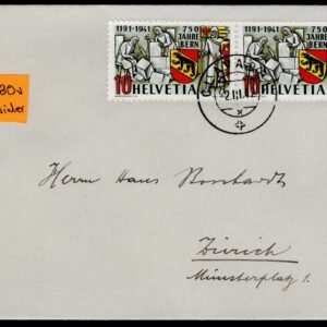 Switzerland 1942 280 Pair, One With "Spider on Hammer" Variety on Cover to Bern