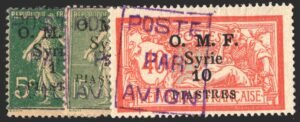 Syria 1920 C1 - C3 H, OG C1 Ave - Fine, C2 - C3 F - VF