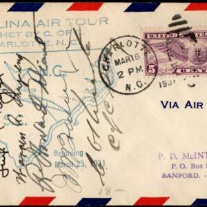 US 1931 Charlotte Air Tour Cover with C12 Signed by Col.  J. J. Grady and 6 Others