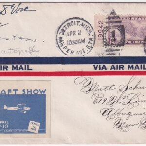 US 1932 National Aircraft Show Cover, C12, with Vignette Signed by Pilots