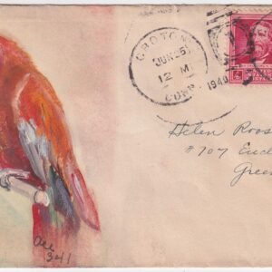 US 1940 Cover with #874 & 875 with Large Hand Painted Cachet of Orange Parrot