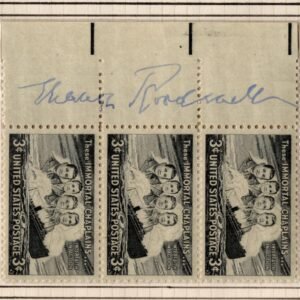 US #956 Strip of 3 Autographed by Eleanor Roosevelt