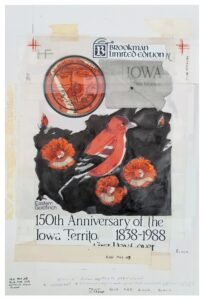 US Brookman Limited Edition  1988 #3088  150th Anniversary of Iowa Territory, Bird, Flowers
