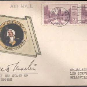 US 742 Cover Signed By Governor Clarence D. Martin of WA