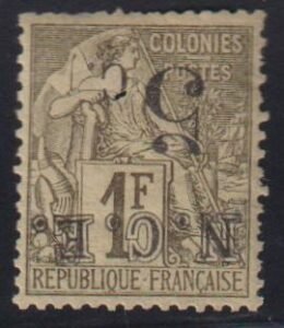 French Colonies and French Area - New Caledonia #8 Hinged Mint  F - VF  inhole Etsy in surcharge  Cat Value: Yvert: €70 Scott: $45