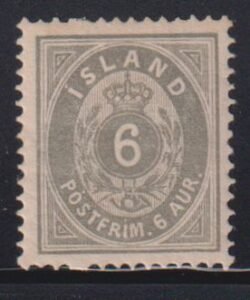 Iceland #10 Hinged  VF - XF Og blind perforation bottom  Cat Value: $200