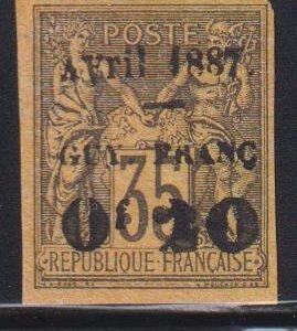 French Colonies and French Area - French Guiana #6 Mint  no horizontal crease  Cat Value: $375