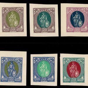 Switzerland 1888 Ten Bi-Color Proofs, Mint VF