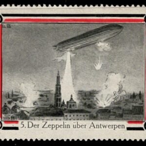 Germany c1915 Vignette  of Zeppelin Bombing Antwerp, WWI