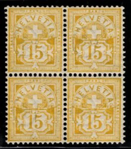 Switzerland 75 NH/LH VF-XF Block of 4, Certificate