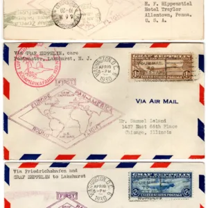 US 1930 C13-C15 Flown FDC Set,  F-VF stamps on XF Covers
