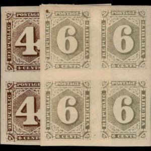 Liberia 27a, 28a Mint H Blocks of 4