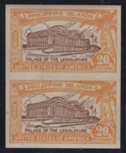 US Possessions Philippines 323c LH XF Imperf Pair, Certificate