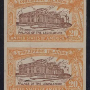 US Possessions Philippines 323c LH XF Imperf Pair, Certificate