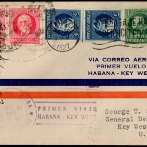 Cuba 1927 1st Flight  Havana, Cuba to Key West, FL Signed by Pilots Hugh Wells & Edwin Musick