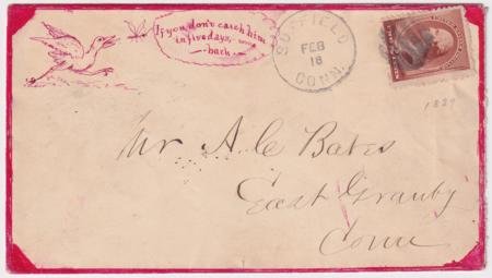 US 1889 Rare Hand Drawn Cover of Bird Chasing Insect