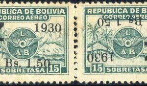 Bolivia 1930 C24a Ave, LH tete beche pair